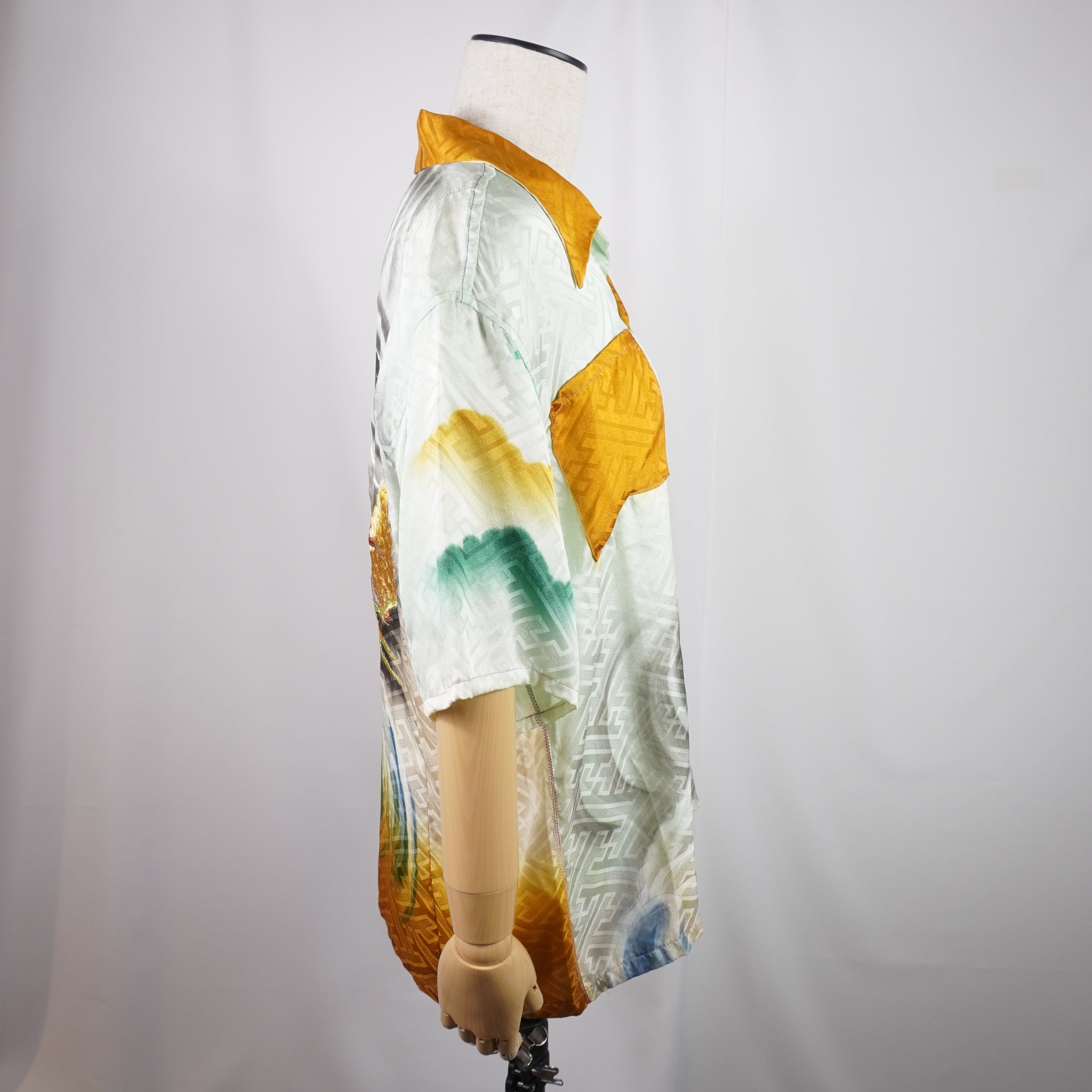 Kimono Aloha Shirt Dragon Silk Size L CA5