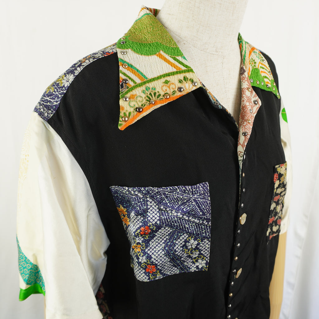 着物アロハシャツ シルク Mサイズ CA24