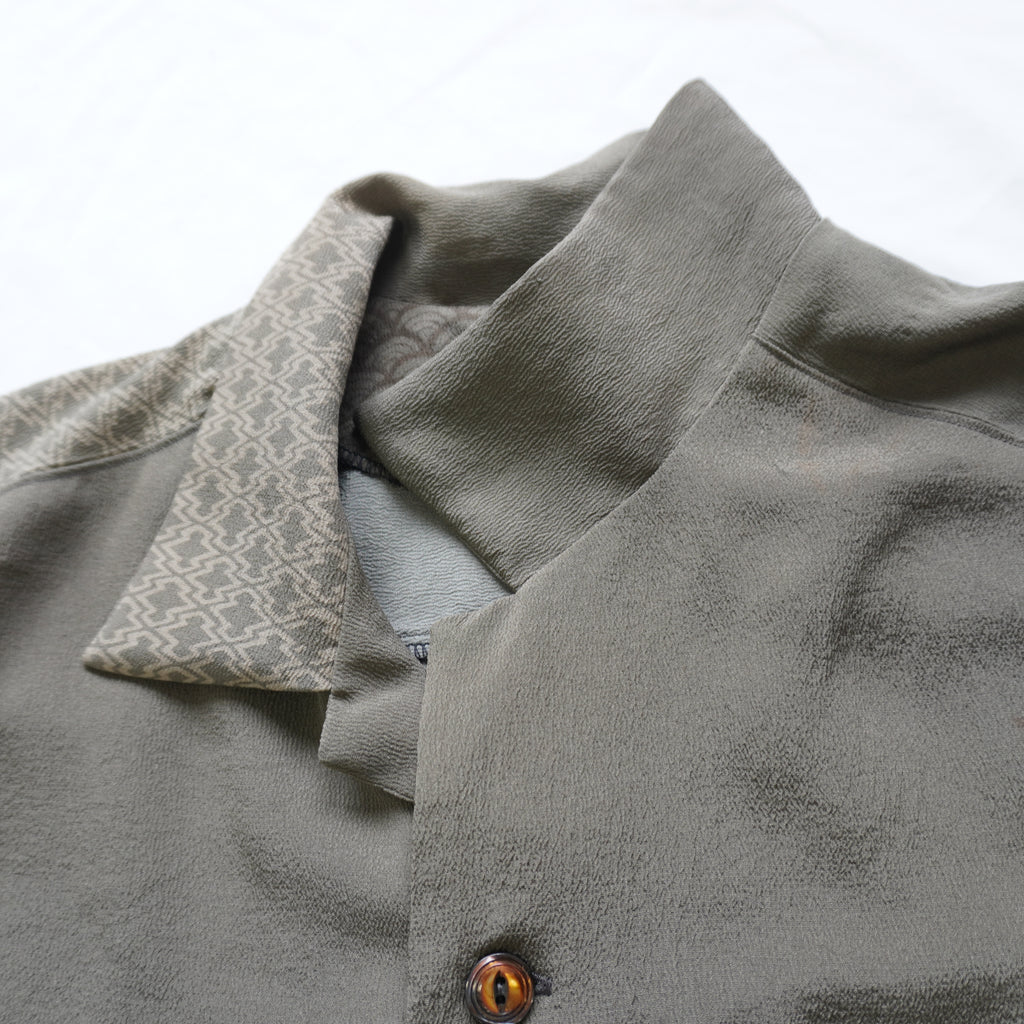 Kimono Aloha Shirt, Oshima Tsumugi Silk, Size L, CA83