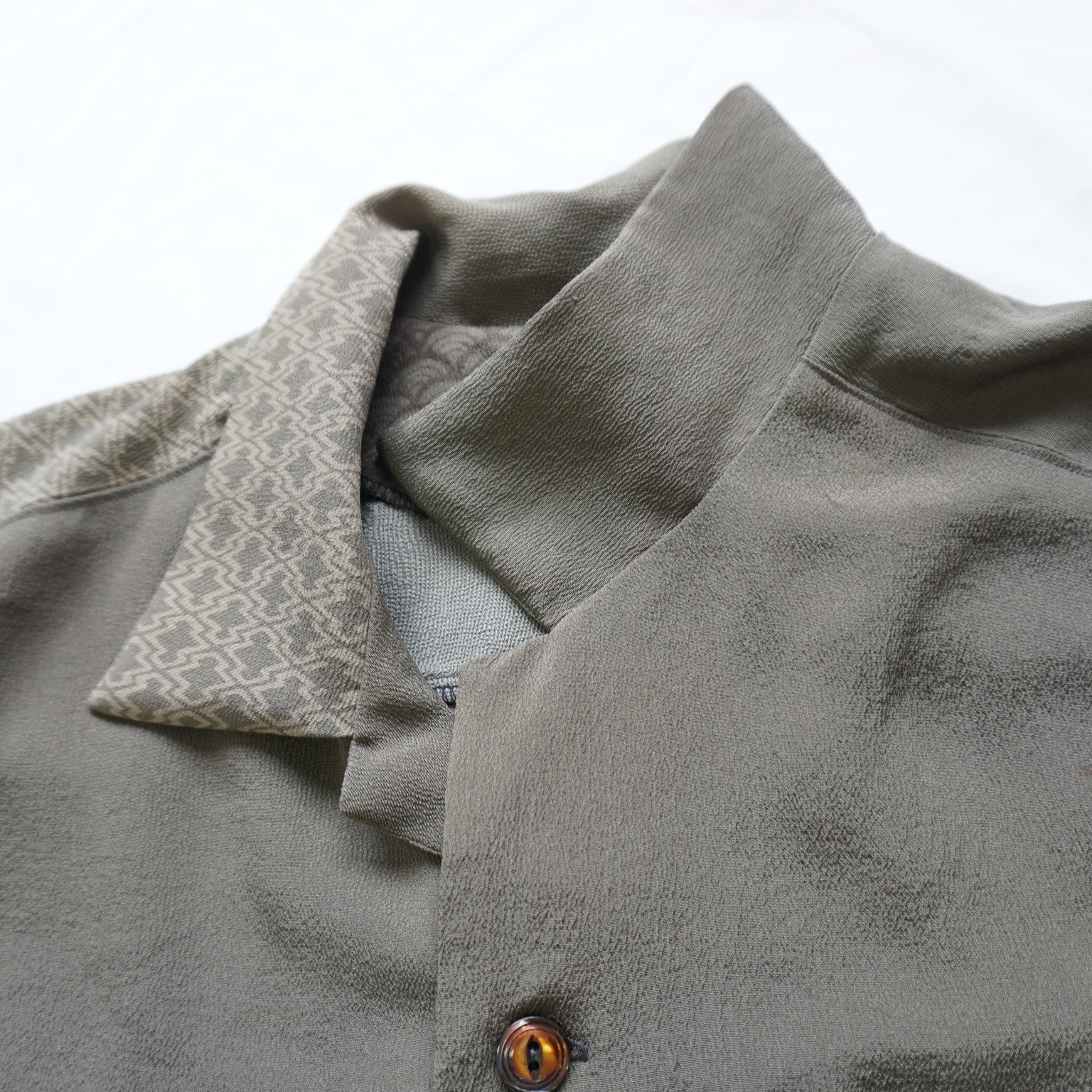 Kimono Aloha Shirt, Oshima Tsumugi Silk, Size L, CA83