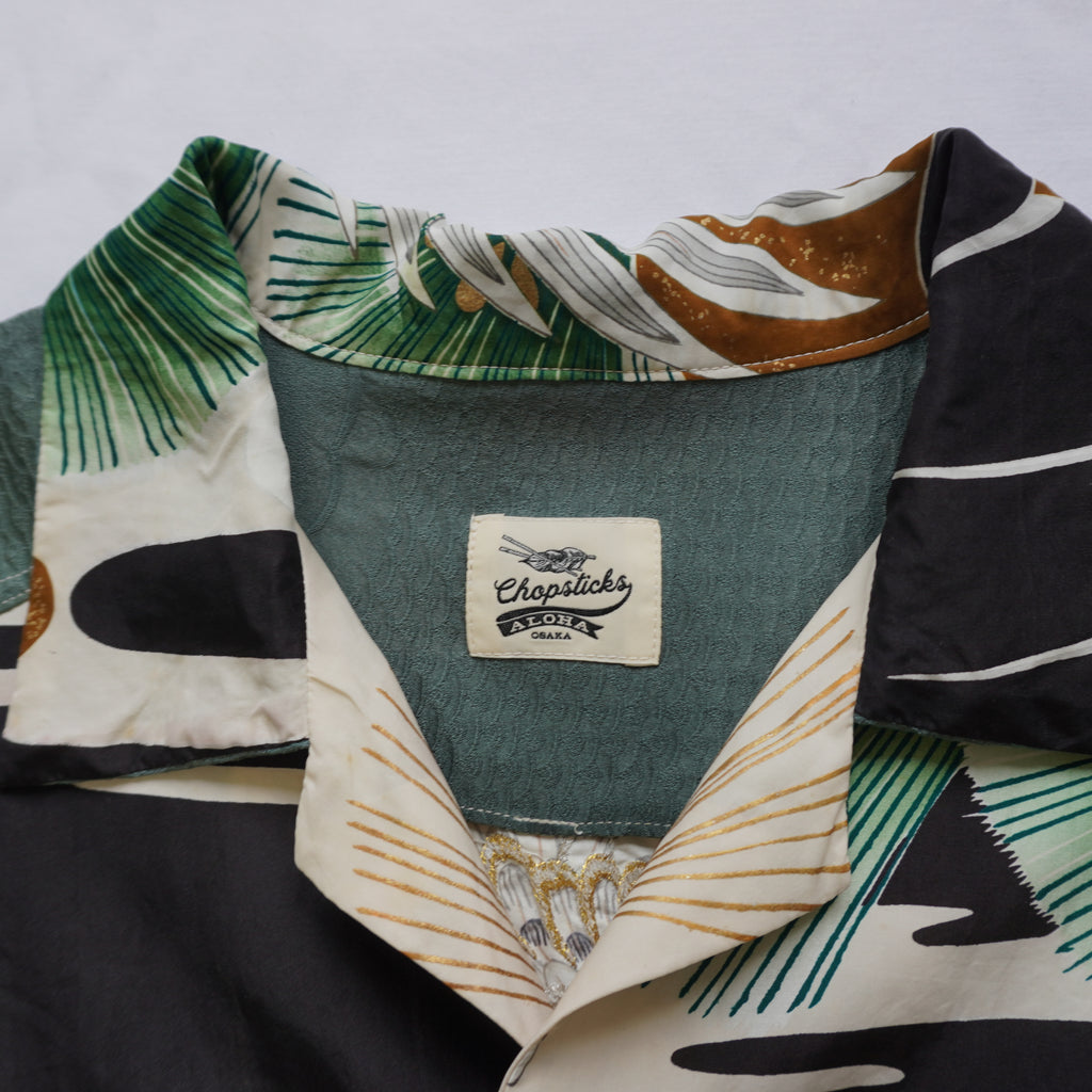 Kimono Aloha Shirt, Baby Garment, Hawk Embroidery, Size L, CA93