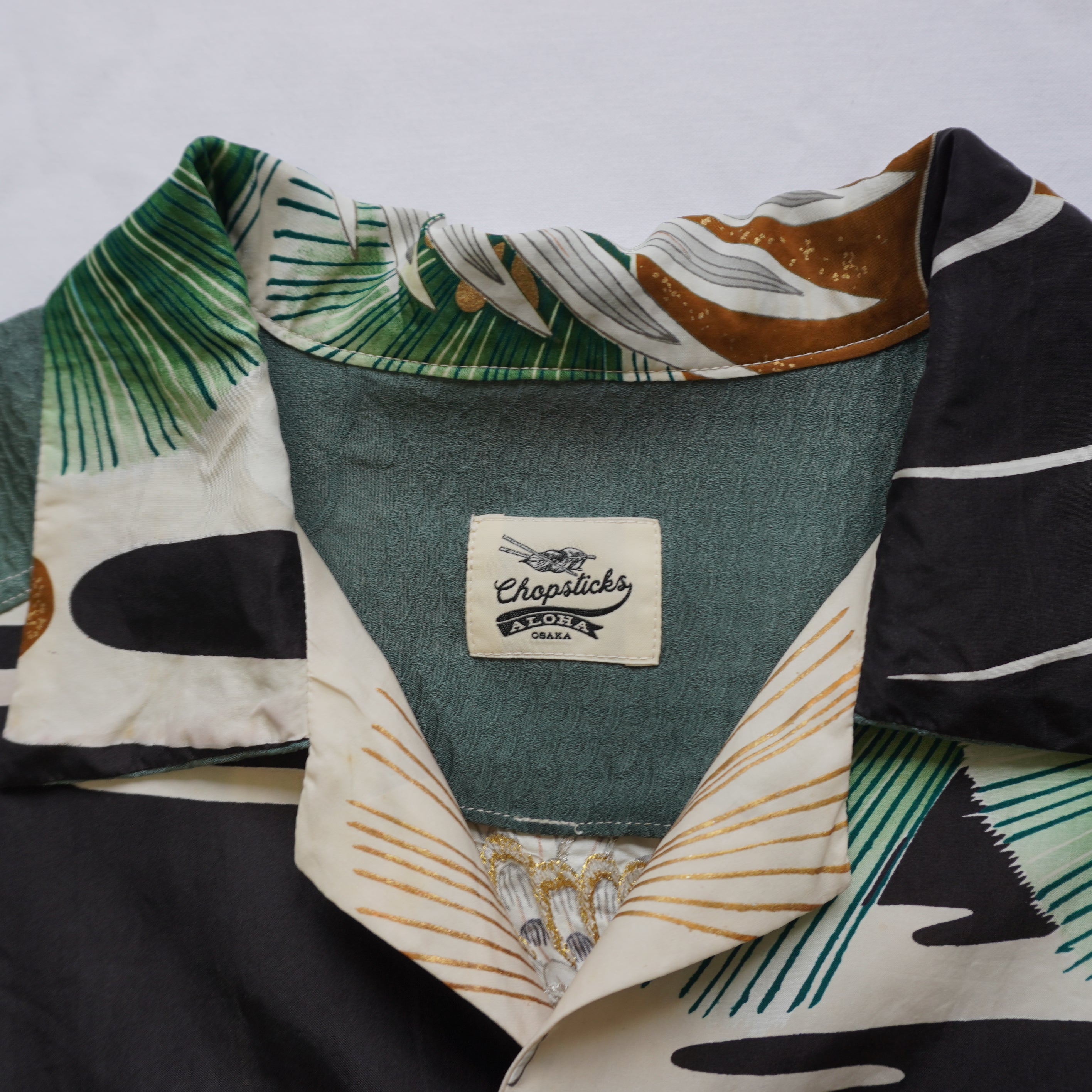 Kimono Aloha Shirt, Baby Garment, Hawk Embroidery, Size L, CA93