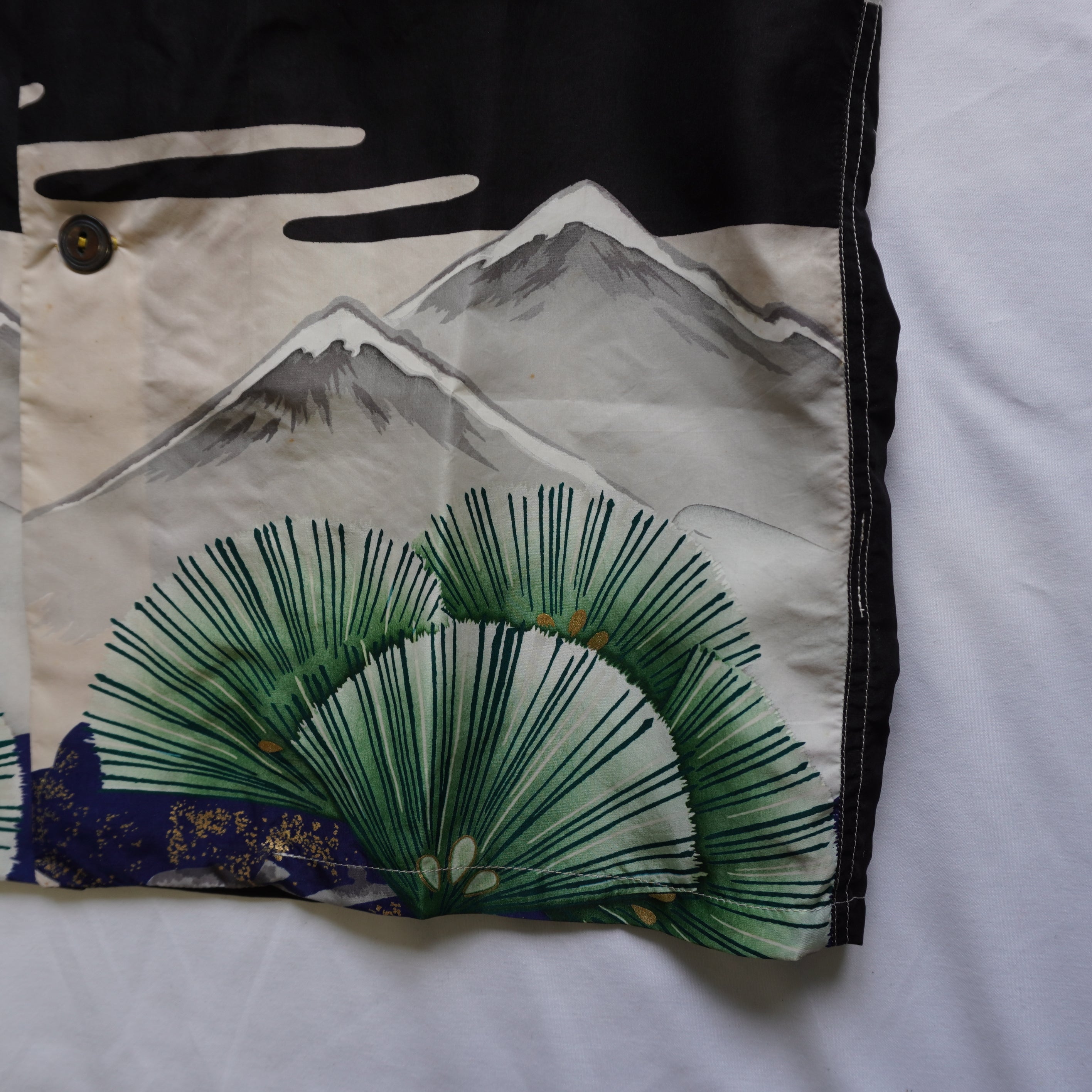 Kimono Aloha Shirt, Baby Garment, Hawk Embroidery, Size L, CA93