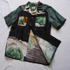 Kimono Aloha Shirt, Baby Garment, Hawk Embroidery, Size L, CA93