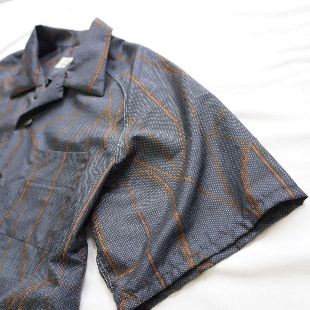 Kimono Aloha Shirt, Oshima Tsumugi Silk, Size L, CA83