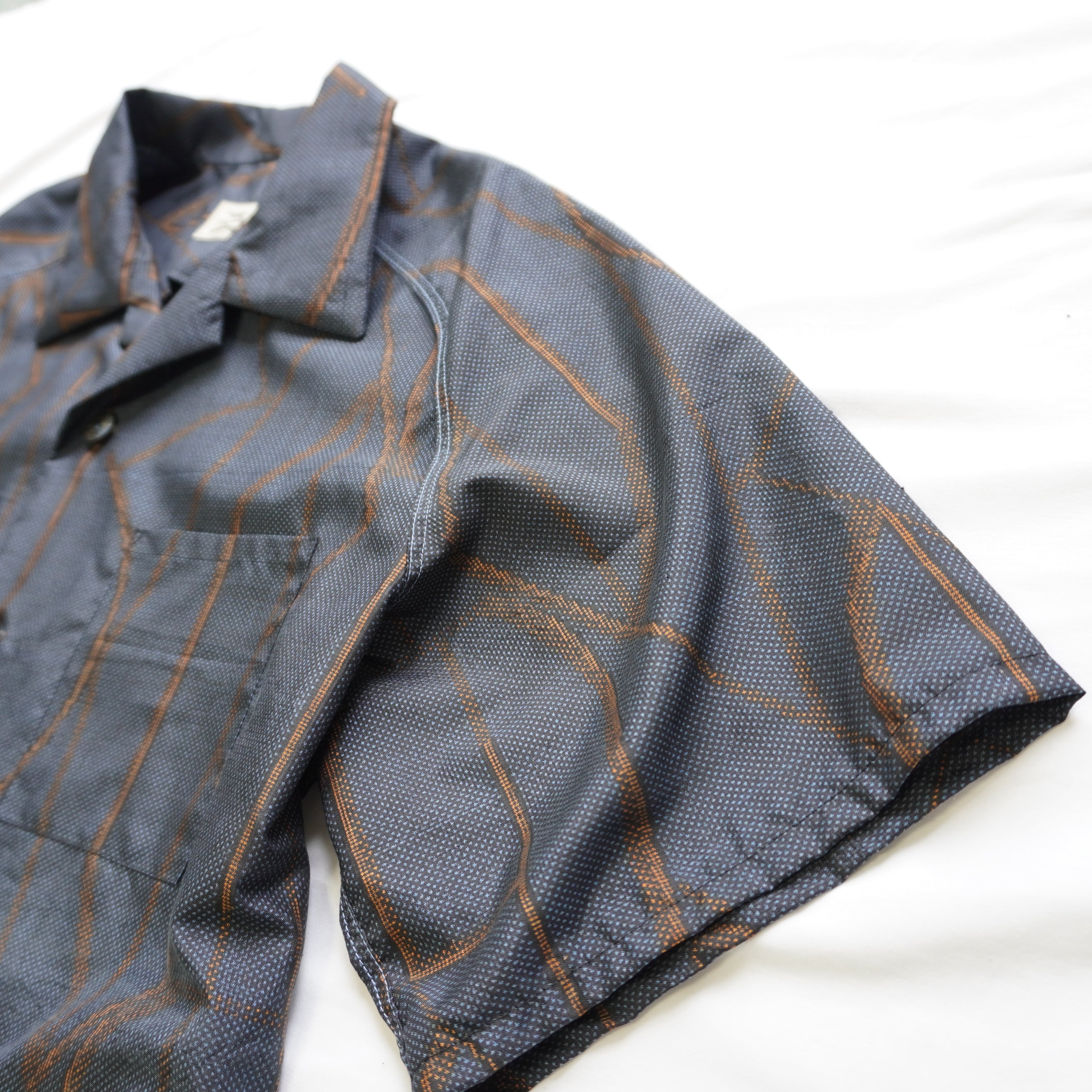 Kimono Aloha Shirt, Oshima Tsumugi Silk, Size L, CA83