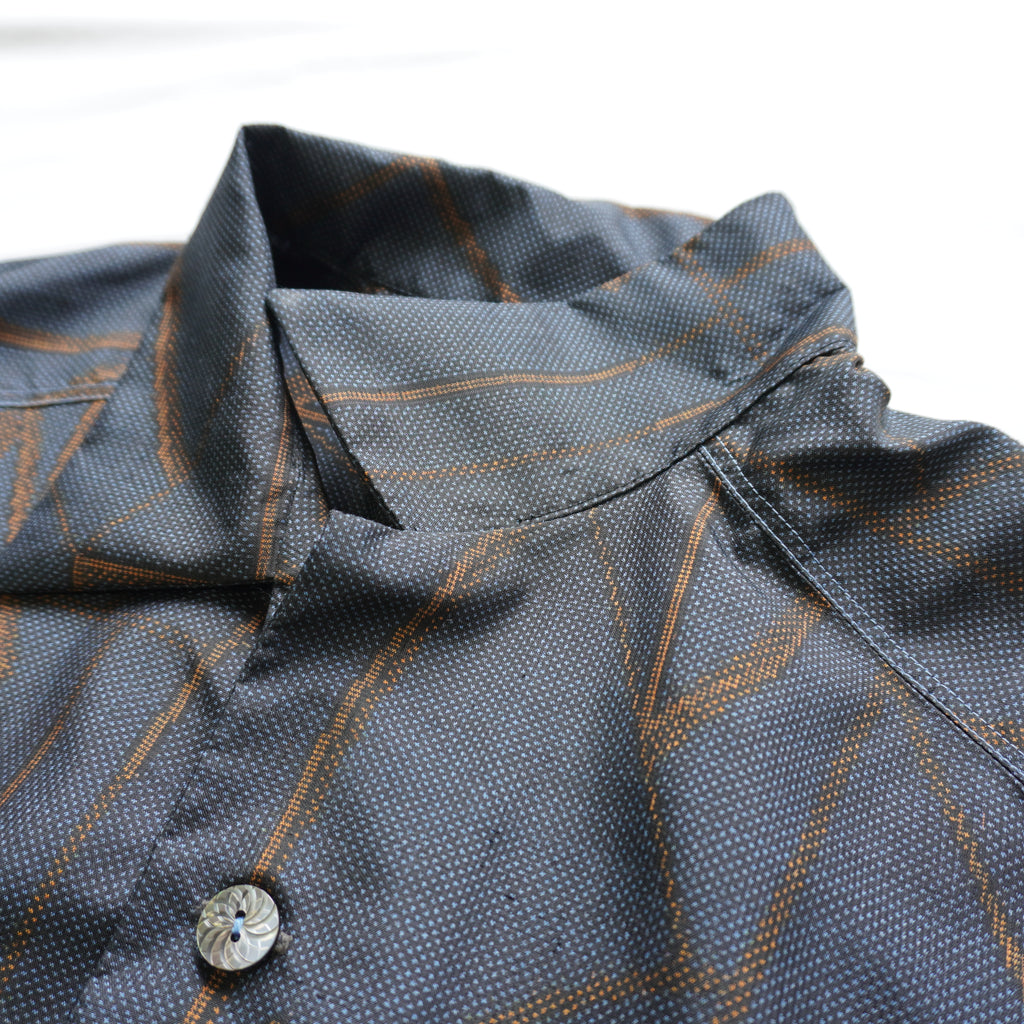 Kimono Aloha Shirt, Oshima Tsumugi Silk, Size L, CA83