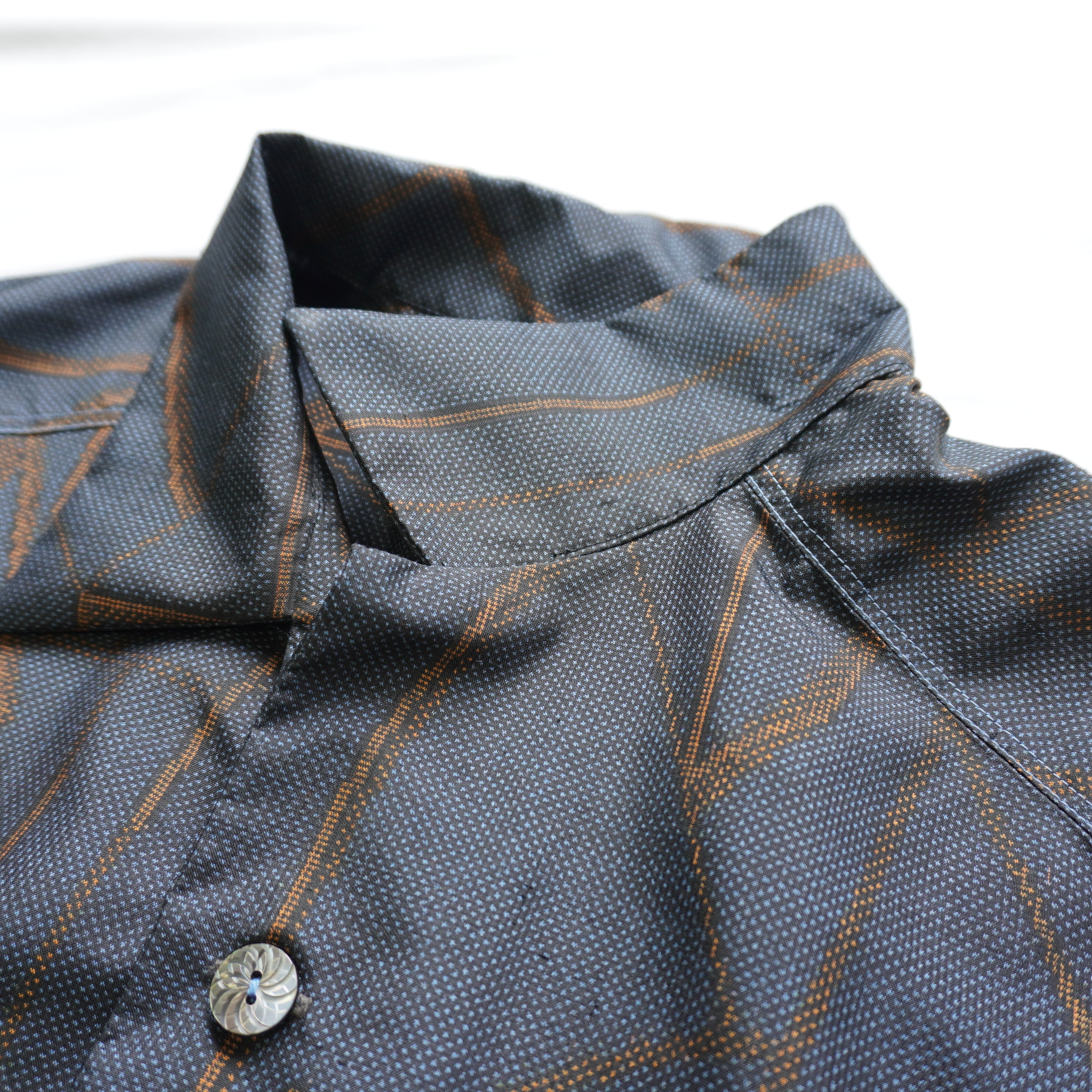 Kimono Aloha Shirt, Oshima Tsumugi Silk, Size L, CA83