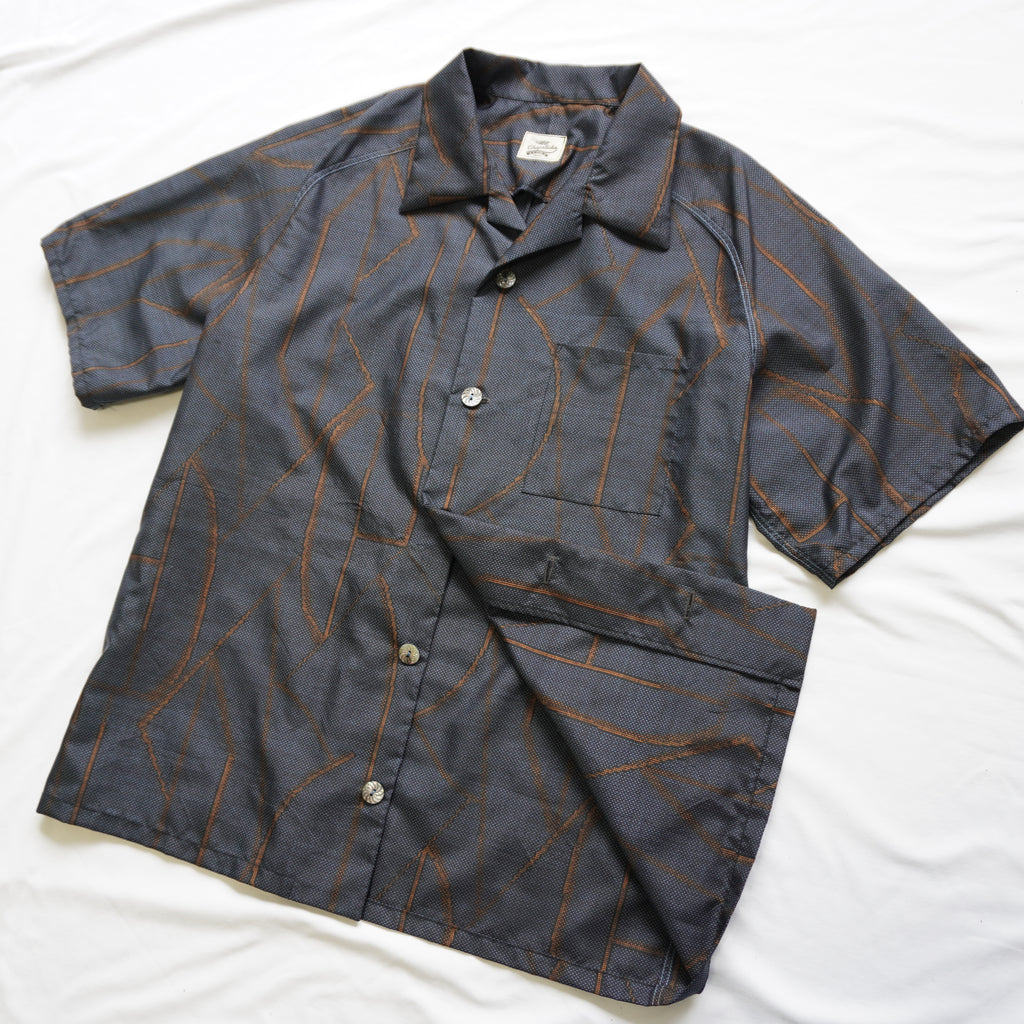 Kimono Aloha Shirt, Oshima Tsumugi Silk, Size L, CA83