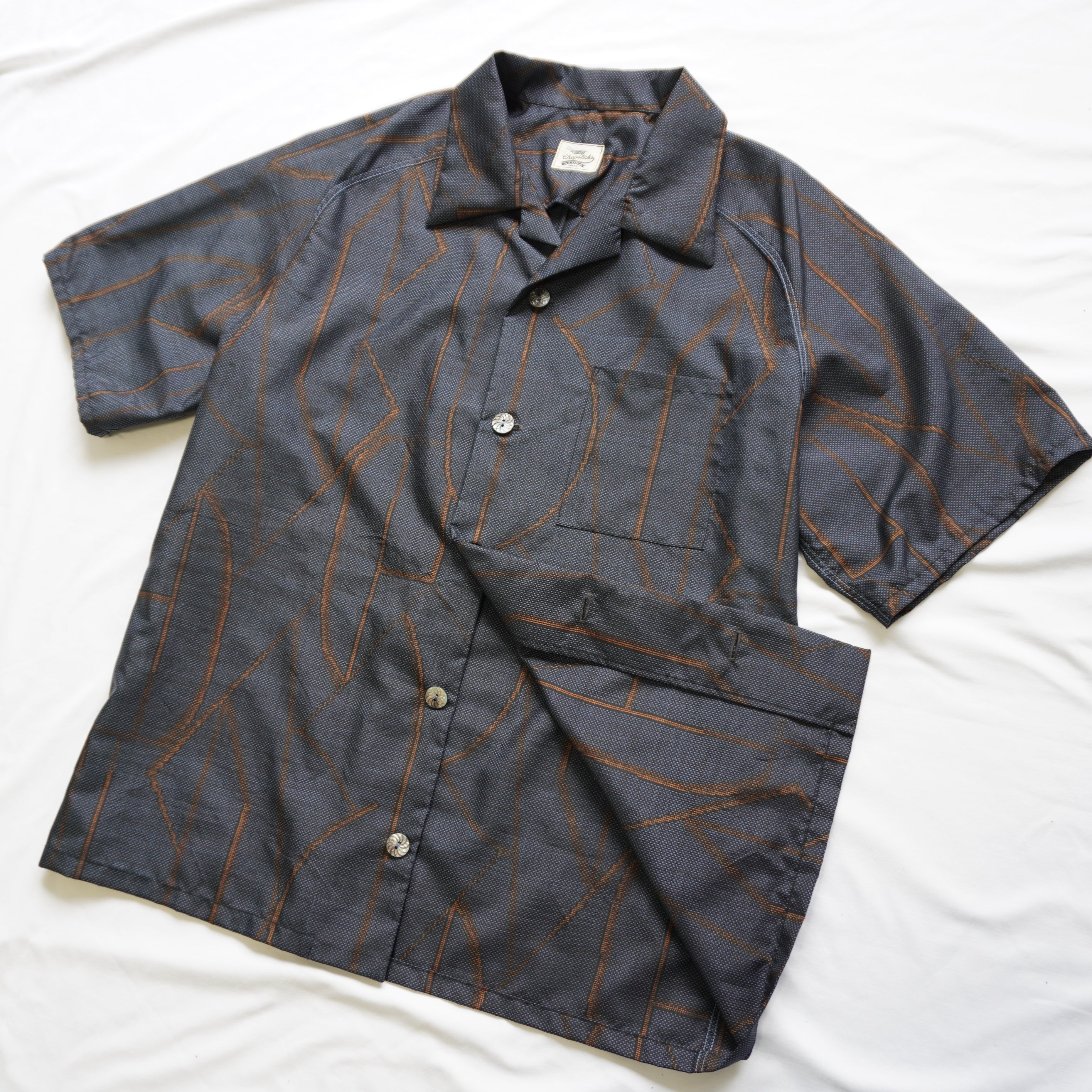 Kimono Aloha Shirt, Oshima Tsumugi Silk, Size L, CA83