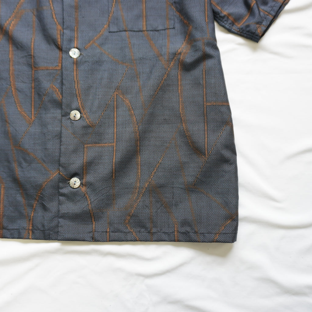 Kimono Aloha Shirt, Oshima Tsumugi Silk, Size L, CA83
