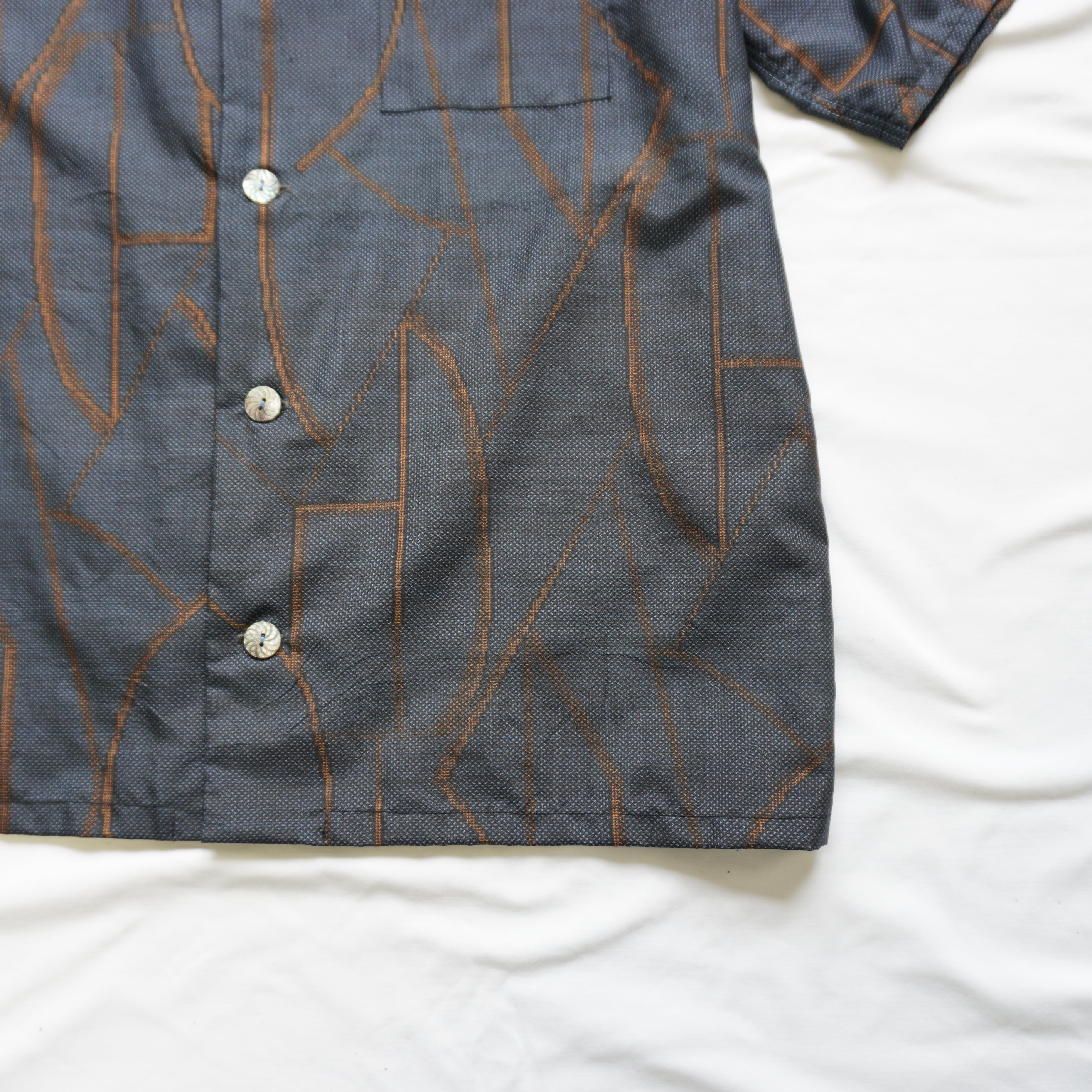 Kimono Aloha Shirt, Oshima Tsumugi Silk, Size L, CA83