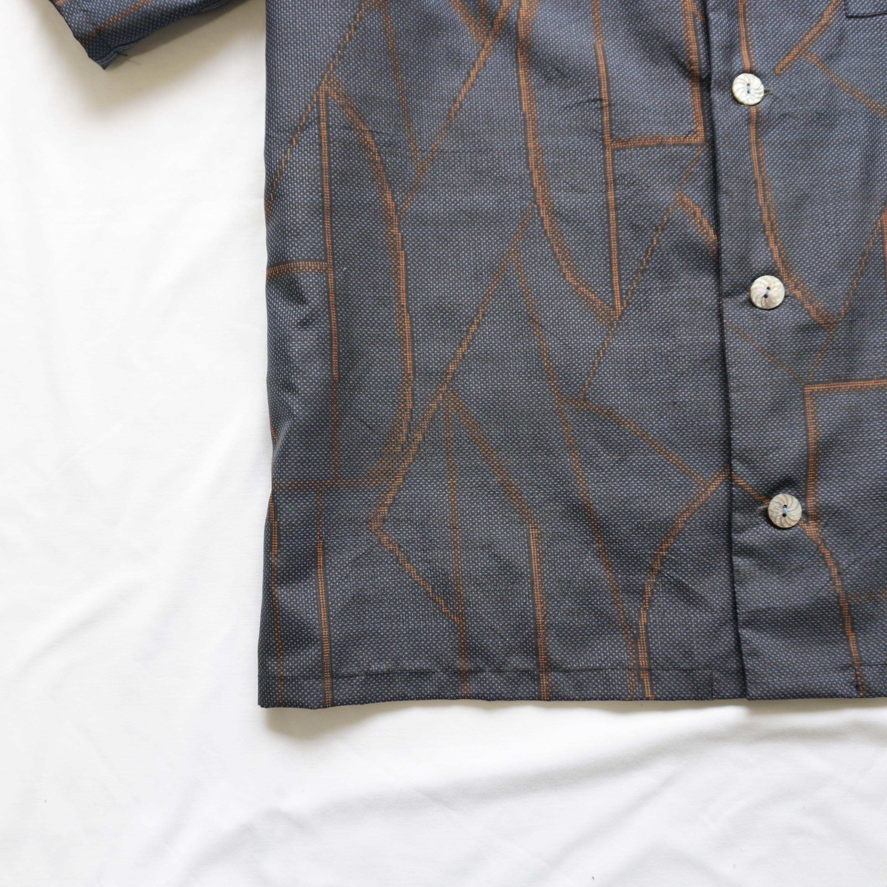 Kimono Aloha Shirt, Oshima Tsumugi Silk, Size L, CA83