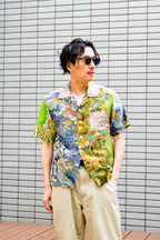パッチワーク　半袖アロハシャツ　M　CA31