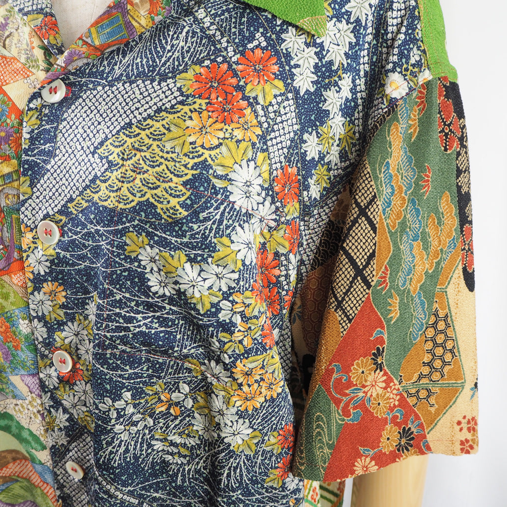 カラフル総柄　半袖アロハシャツ　L　CA16