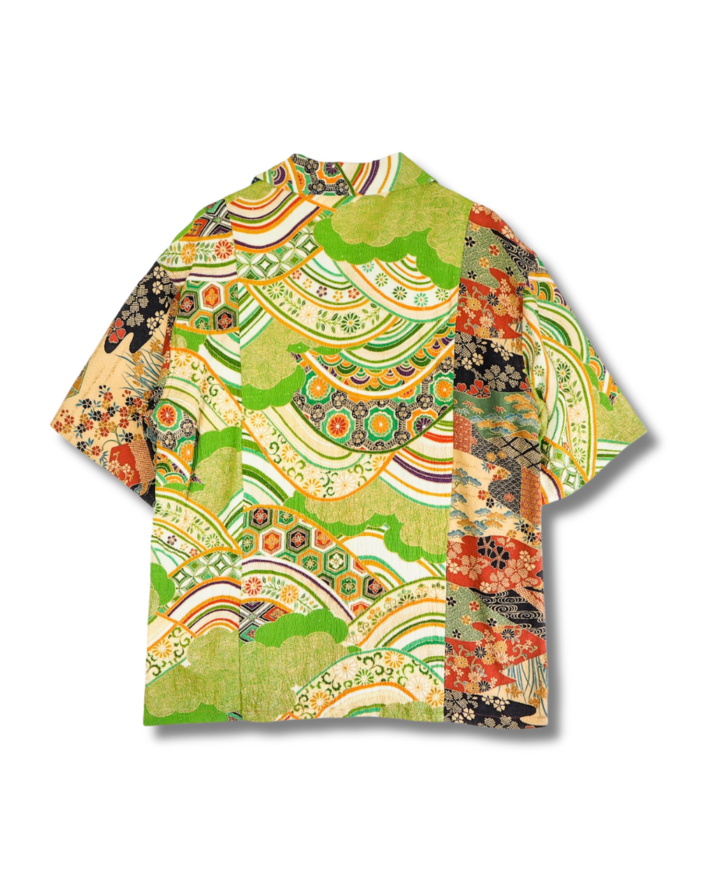 カラフル総柄　半袖アロハシャツ　L　CA16