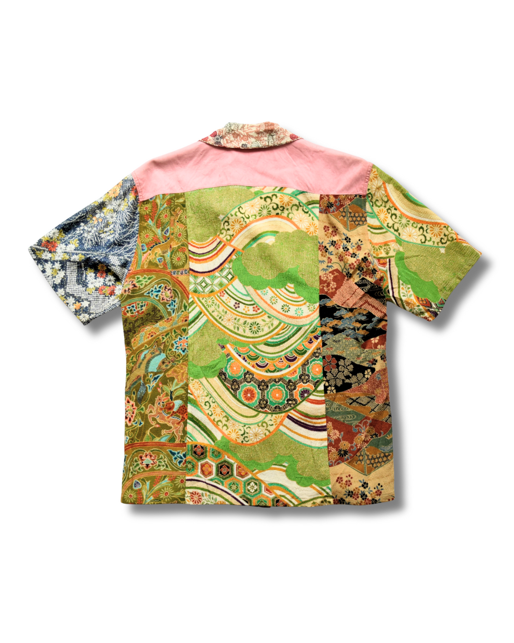 パッチワーク　半袖アロハシャツ　M　CA31