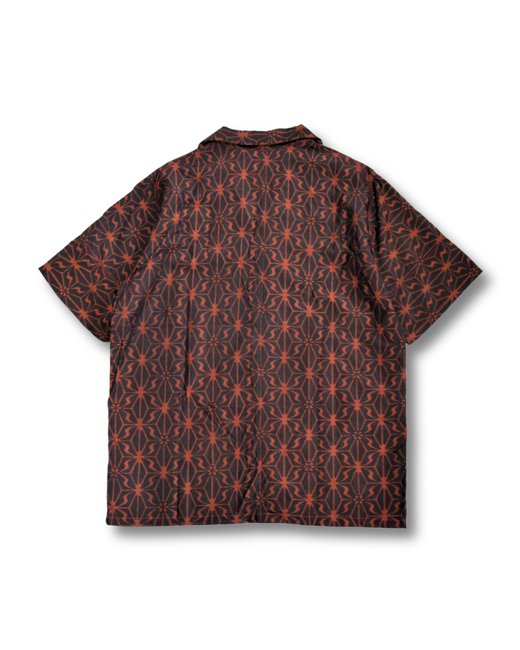Hemp Leaf Pattern Short Sleeve Oshima Tsumugi Aloha Shirt M CA40