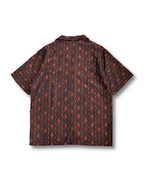 Hemp Leaf Pattern Short Sleeve Oshima Tsumugi Aloha Shirt M CA40