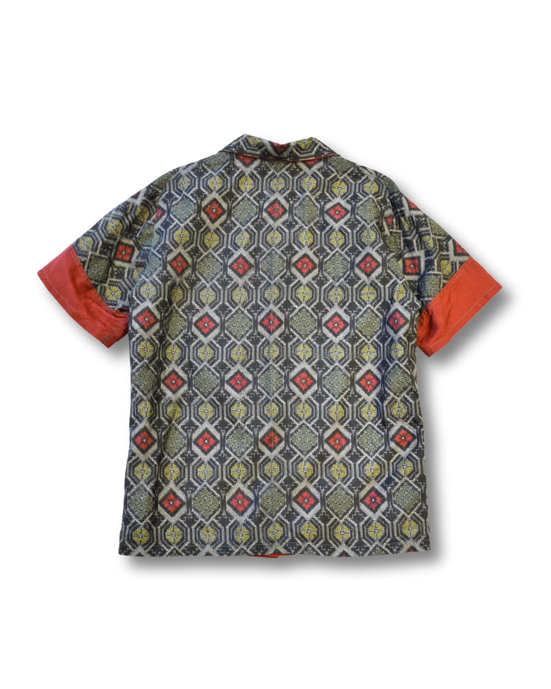 Tatsugo Pattern Short Sleeve Oshima Tsumugi Aloha Shirt L CA72