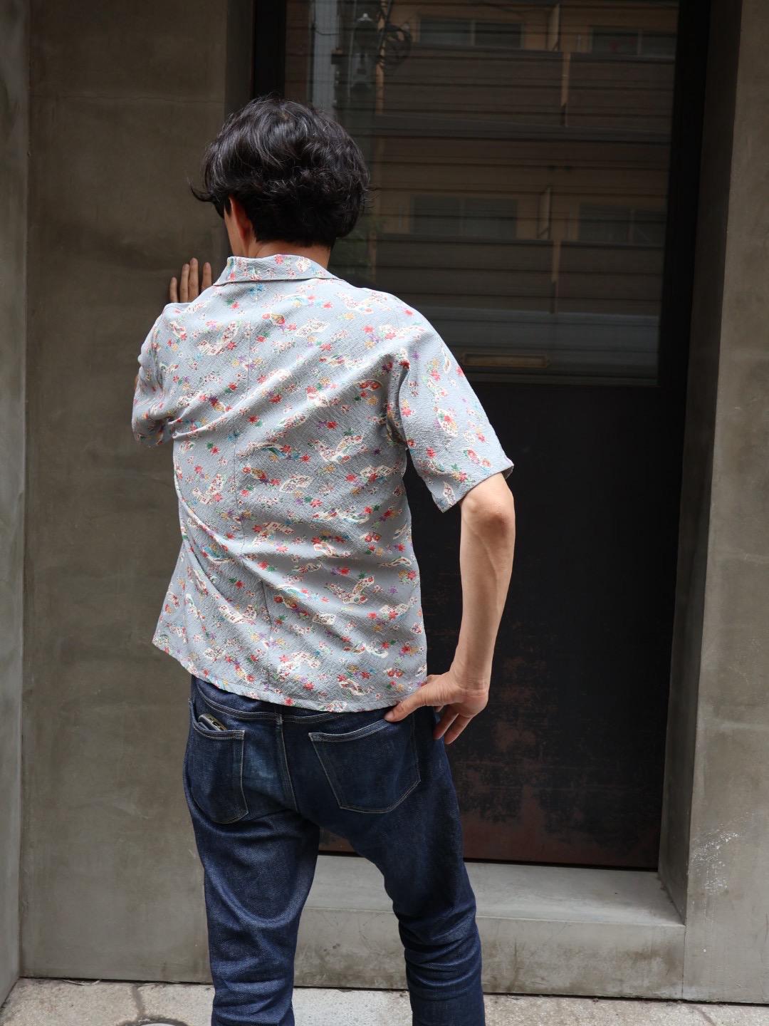 楓と小花　半袖アロハシャツ　L　CA62
